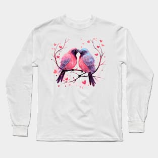 Valentine Kissing Crow Bird Couple Long Sleeve T-Shirt